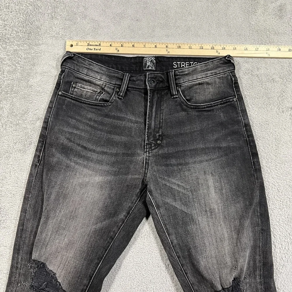 PRPS Le Sabre Jeans Mens 28x32 Stretch Slim Tapered Fit Distressed Black Wash